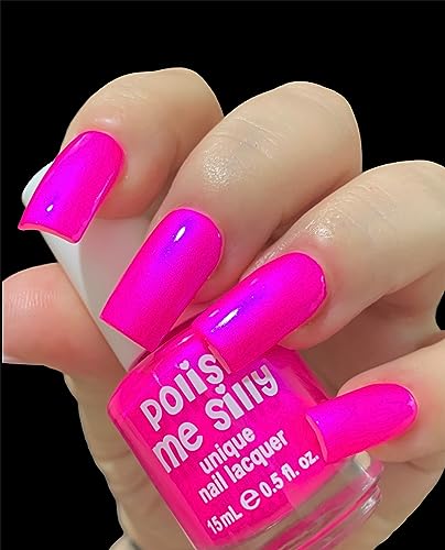 Barbee On The Glow - Neon Pink Blue NEON Glow Pop Collection MultiColor Shifting: Mylar Oil Slick Indie Nail Polish
