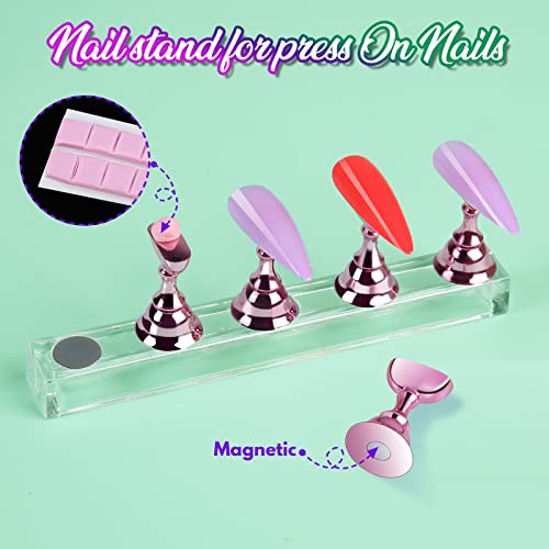 Teenitor Clear Stiletto Nail Tips Full Cover, Long Stiletto Nails Tips For Acrylic Nails, 600 Pcs Almond Stiletto Shape Fake Nails Tips With Glue, Acrylic Nail Clipper, Nail Stand Clear Glue On Nails