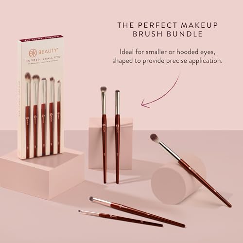 BK BEAUTY - BRUSH SET FOR HOODED OR SMALLER EYES (5PC) - Eyeshadow Brush Set for Blending, Smudging & Defining Eyeshadow and Eyeliner | Premium Eye Makeup Brushes for Precise Application