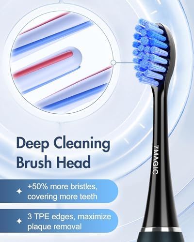 7MAGIC Model D26 Electric Toothbrush Heads, Replacement Toothbrush Heads for Deep Cleaning, Durable and Effective, 2 Pack Toothbrush Replacement Brush Heads, Black