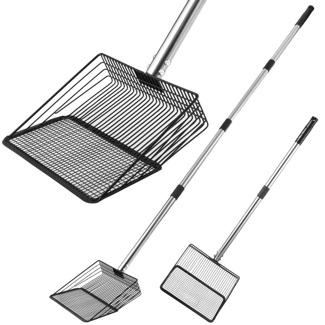 Extra Long Chicken Poop Scooper, 10 in Wide Adjustable Chicken Coop Metal Shovel Cleaning Tool, 64 in Long Handle Cat Litter Scooper