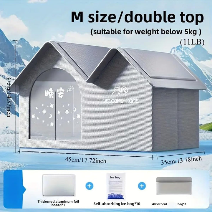 2025 New Air Conditioned Dog House, Dog House with Ac, Cooling Dog Houses, Pet Cooling House, Foldable, with Air Conditioning 10 Ice Packs, for Small, Medium, and Large Dogs and Cats (Bule, M)