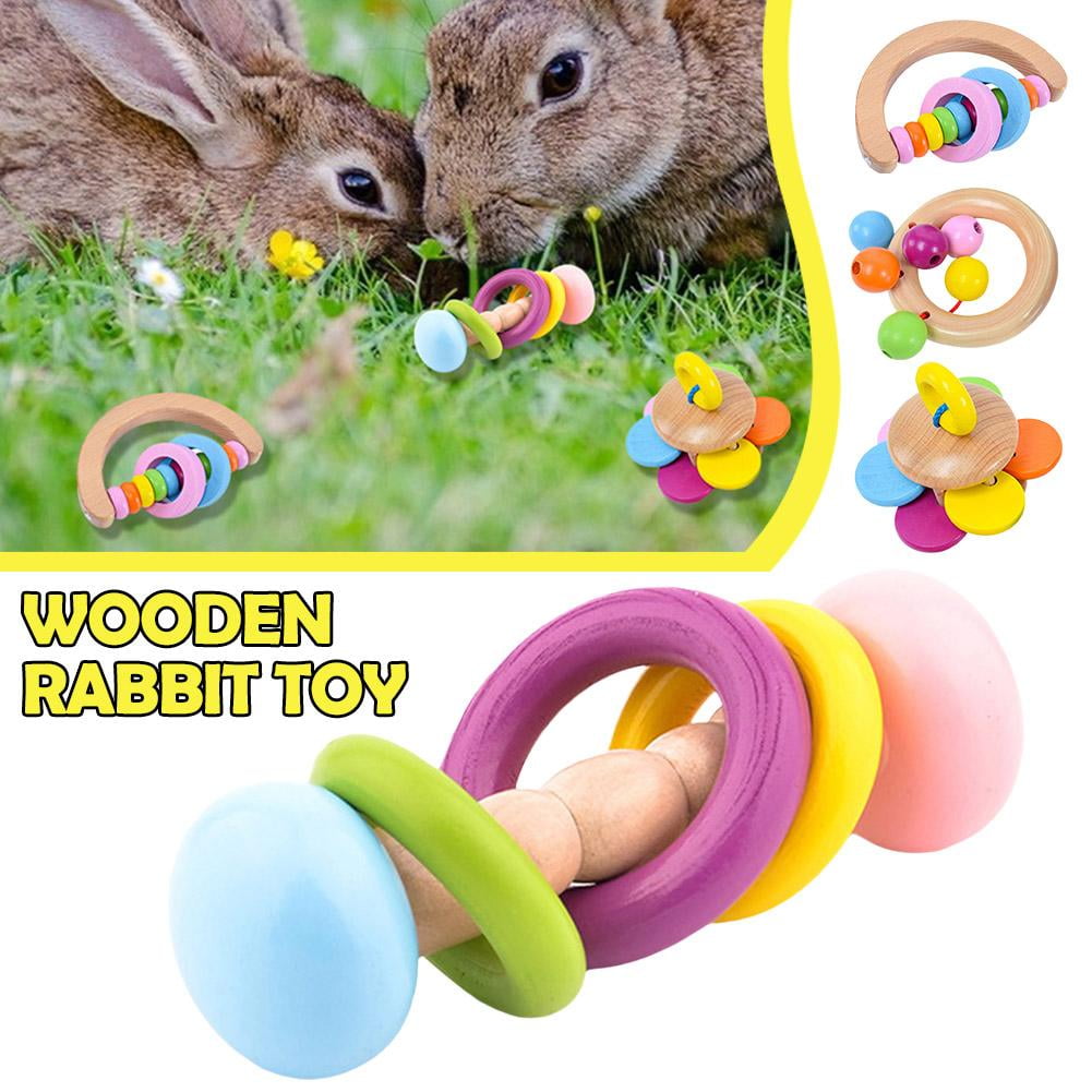 WSRRDRECVHi Wooden Rabbit Toy Safe Eco-Friendly Rabbit Toys Bite-Resistant GuineaZ4Y6