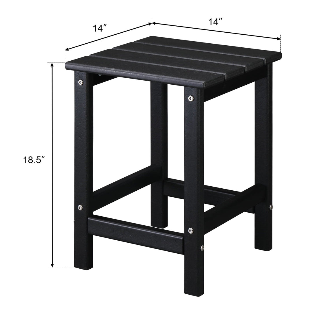 Xilee Single Layer Square HDPE Side Table ,16 x 16 inches Adirondack Table Poolside Patio Table, 14*14 inch HDPE End Table for Outside Backyard Pool Indoor Companion Black