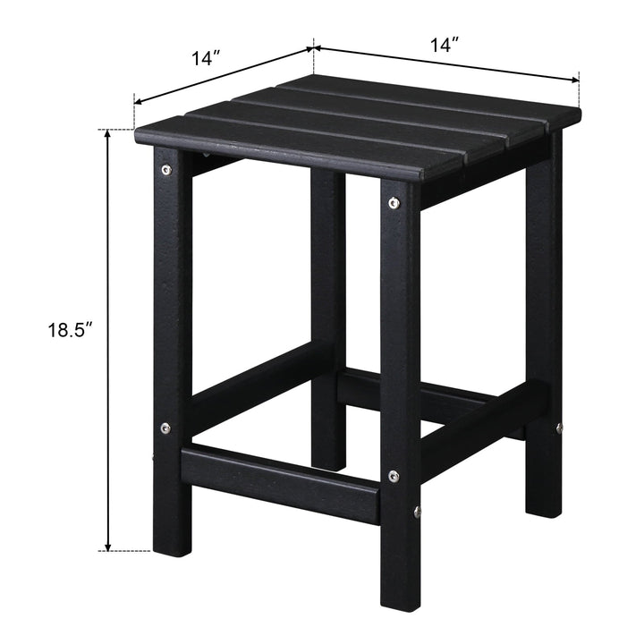 Xilee Single Layer Square HDPE Side Table ,16 x 16 inches Adirondack Table Poolside Patio Table, 14*14 inch HDPE End Table for Outside Backyard Pool Indoor Companion Black