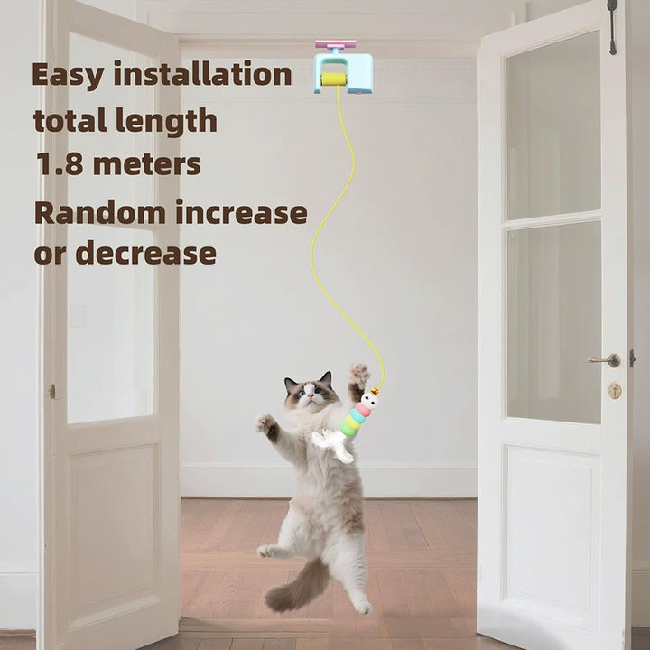 Pet Stress Relief Toys for Cats, Rechargeable Interactive Hanging Door Cat Toy, Automatic Electric Flying Bird Cat Toy for Hunting Exercising Eliminating Boredom