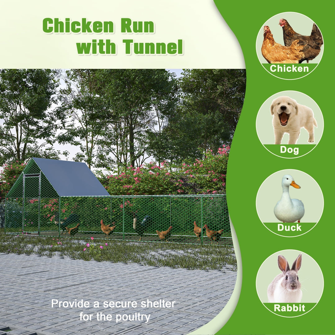 Coowa 26 FT x 6.7 FT Large Metal Chicken Coop Walk-in Run with Waterproof UV-Resistant Cover