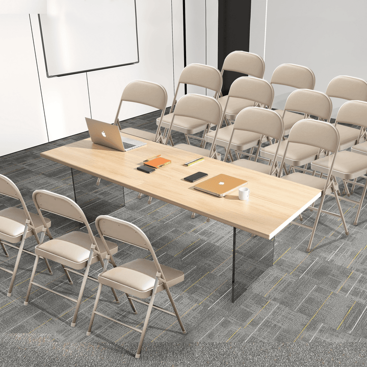 Mydepot Folding Chairs with Padded Cushion and Back, Khaki (Set of 2)