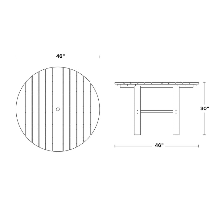 Wildridge Classic 46" Round Dining Table, Light Gray - Outdoor Weather Resistant Recycled Plastic Furniture for Patio