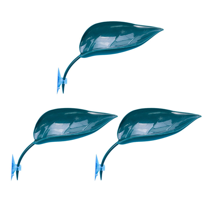 BULLPAW 3 Pcs Turtle Basking Platform Leaf Shape Bearded Dragon Basking Platform with Suction Cups Tree Frog Tank Accessories for Leopard Gecko Tank Decor
