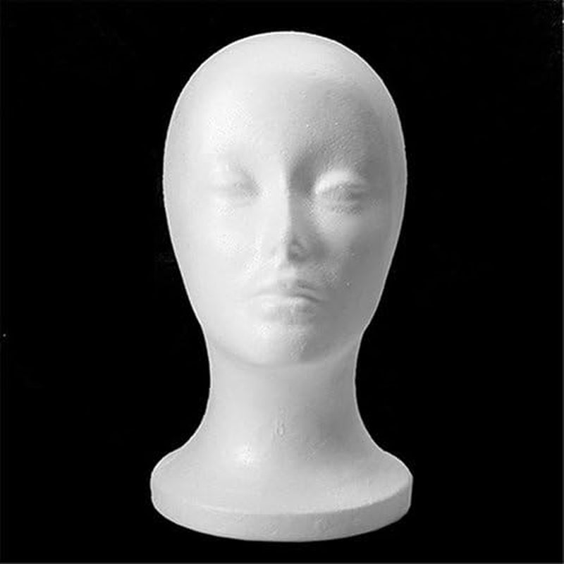 Foam Mannequin,Female Head Model Wig Hair Hat Display Foam Mannequin Manikin White