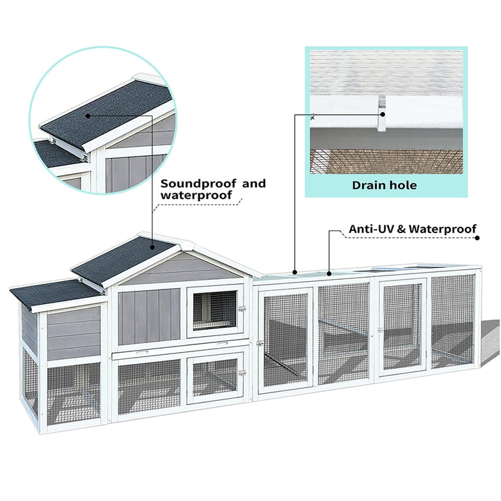 WRXNOOK 111.5" Wooden Chicken Coop, Outdoor Hen House w Nesting Box Poultry Cage