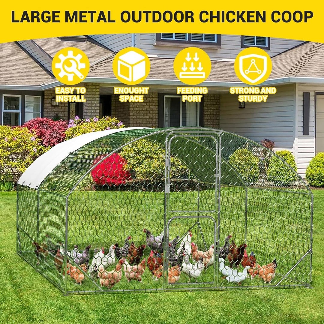 M optimized Large Metal Chicken Coop 9.8' W x 13.1' D x 6.6' H Metal Chicken Run with Reinforced Triangle Support & Double Doors, Outdoor Walk-in Poultry Cage for Yard