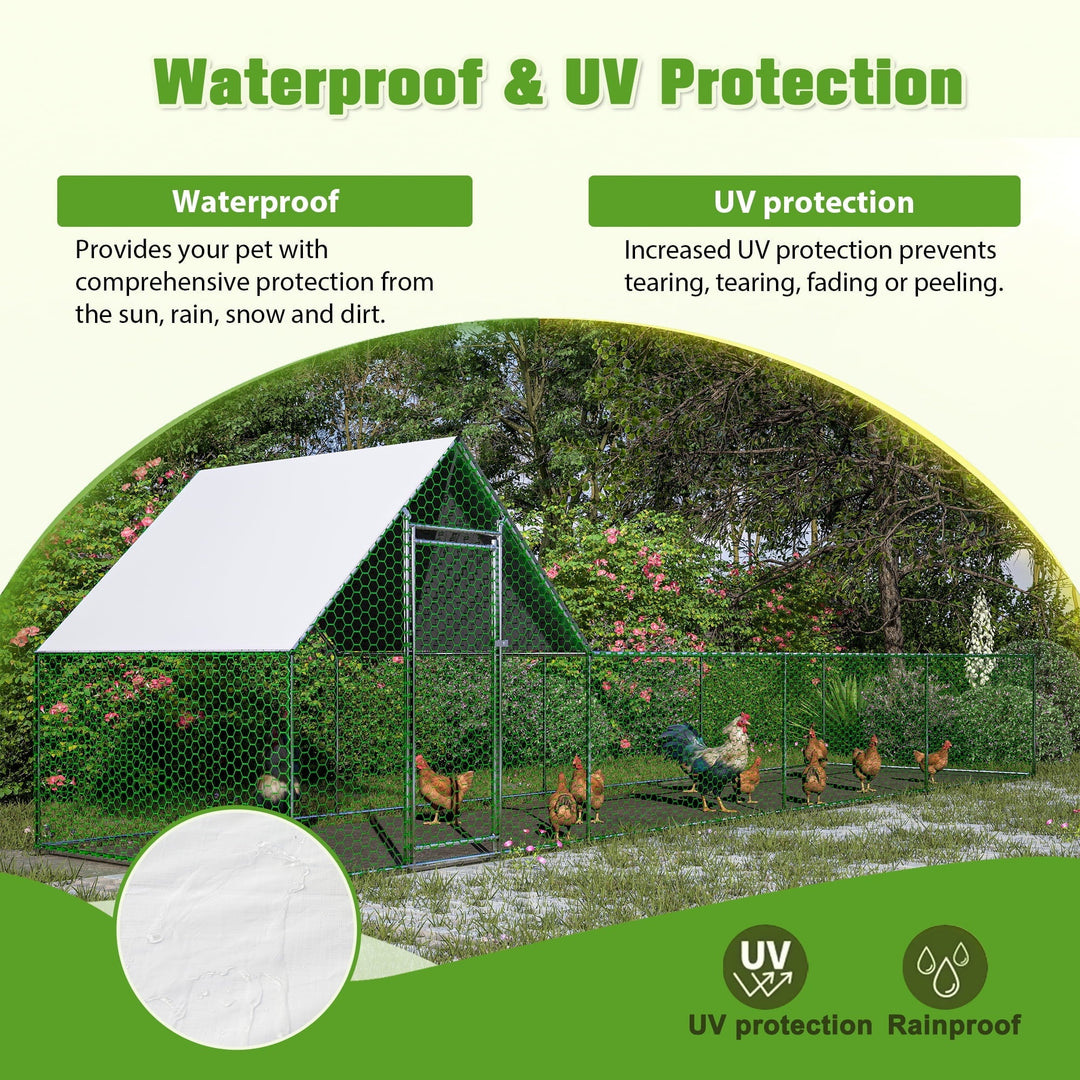 Coowa 26 FT x 6.7 FT Large Metal Chicken Coop Walk-in Run with Waterproof UV-Resistant Cover