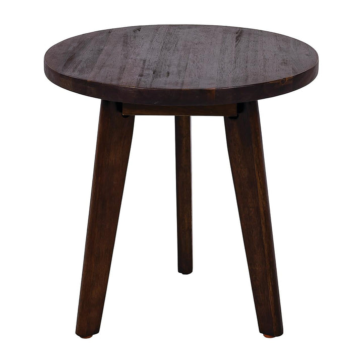 Euroco Modern Round Acacia Wood End Table with 3-Leg Design, Handcrafted Accent Side Table