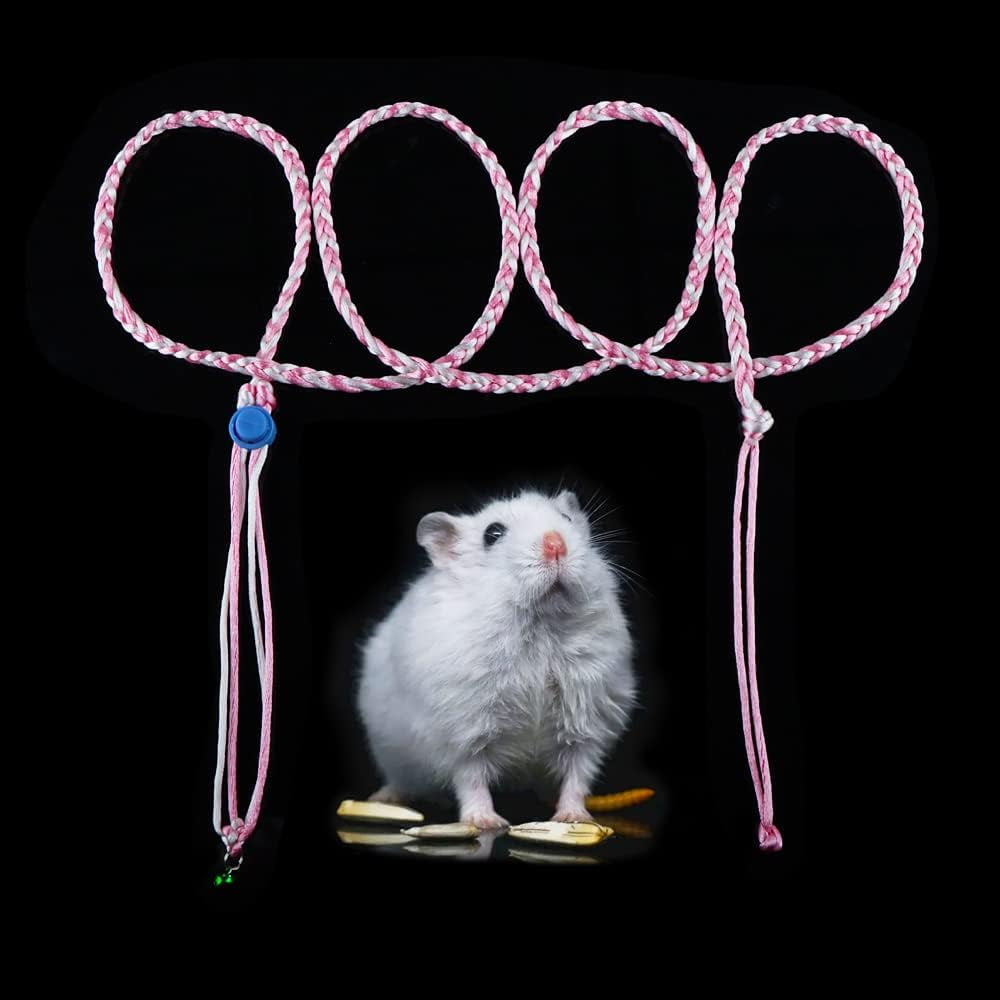 3Pcs Adjustable Hamster Leash Harness with bell for Lead Walking Pet Hamster Gerbil Rat Mouse Harness