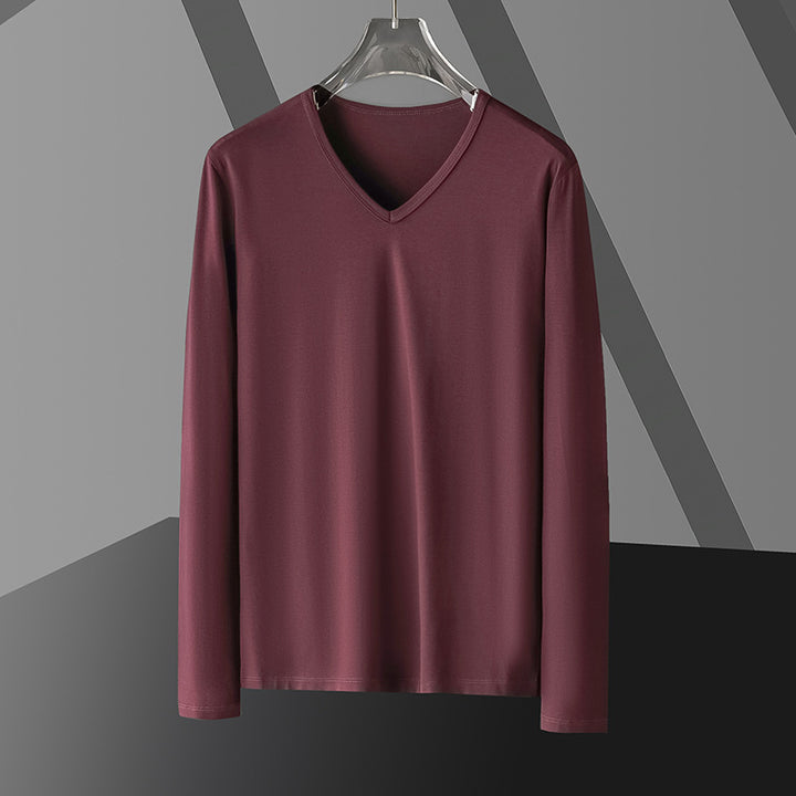 Long Sleeve Men's Fashion Wear Inner Bottoming Shirt Tight-fitting Solid Color Top