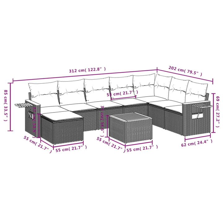 vidaXL Garden Sofa Set Grey