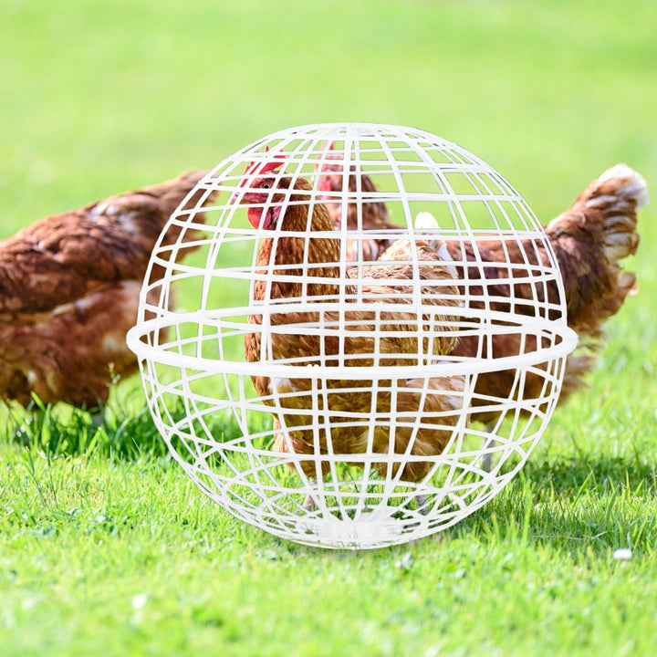 2 Pcs Chicken Balls Cage for Outside, Movable Chicke Coops, Sturdy & Safe & Roomy, Plastic Rolled Cage for Free-Range Pigeons, Rabbits, Ducks, Chicken, White 7.87 Inch