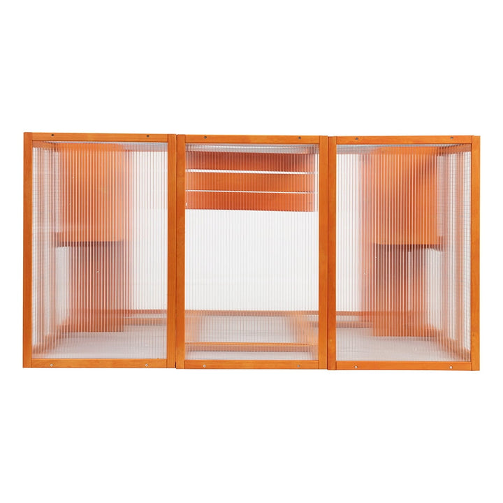 Resenkos Cat House, Catio Cat Shelter, Cat Cage,Large Cat Enclosure with 5 Perches, 2 Condos and 1 Lockable Door, Orange
