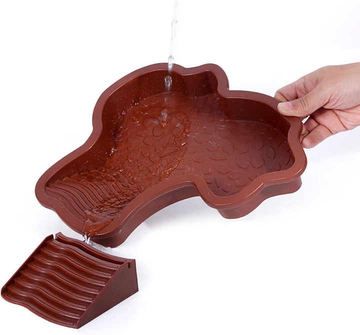 Chanana Detachable Turtle Bath Tub - Anti-Leak Reptile Spa with Ladder for Easy Entry/Exit (Brown-Red)