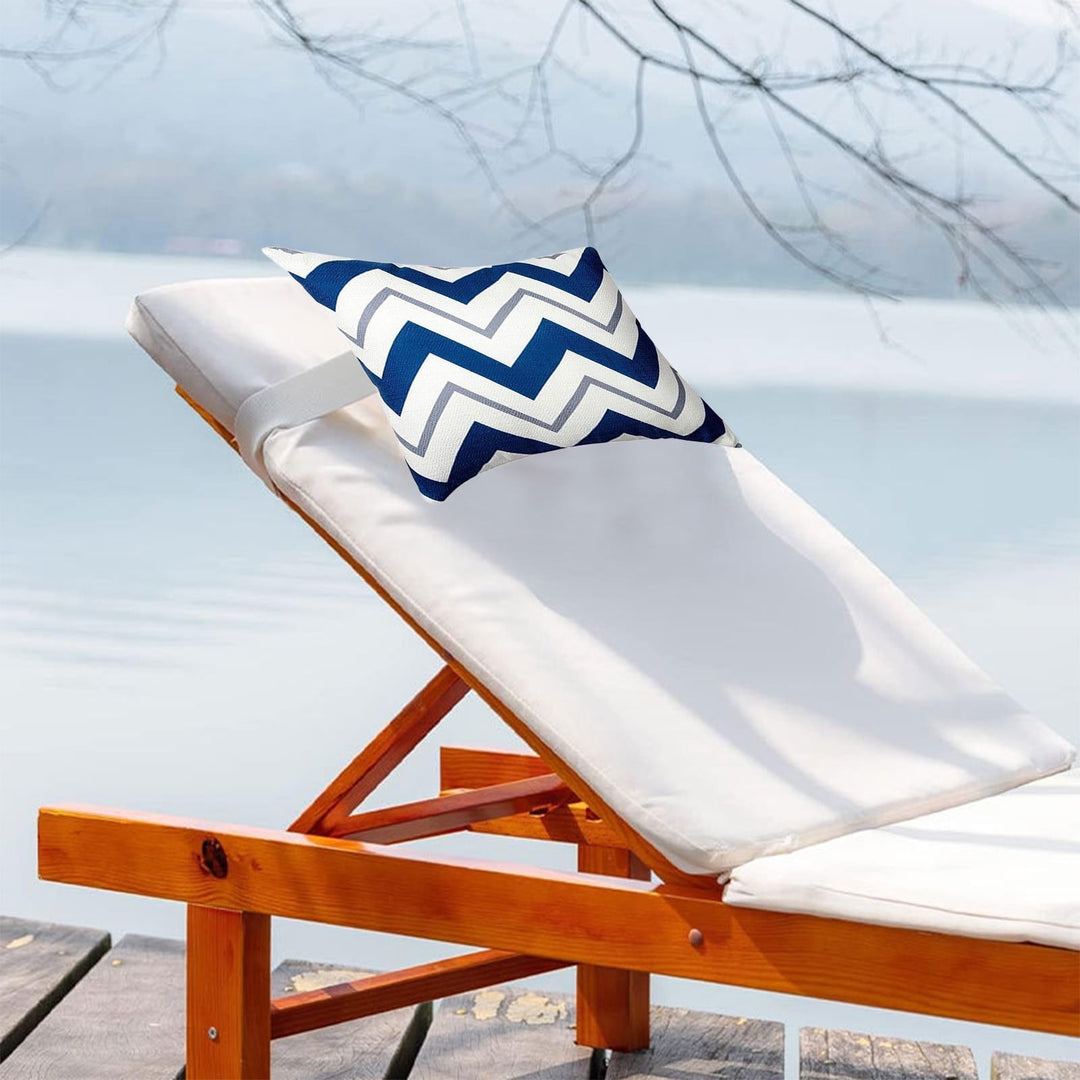 RKZDSR Waterproof Outdoor Chaise Lounge Headrest Cushion Cover - Striped Pillow for Patio & Garden, Comfortable & Stylish Cushion Insert Included