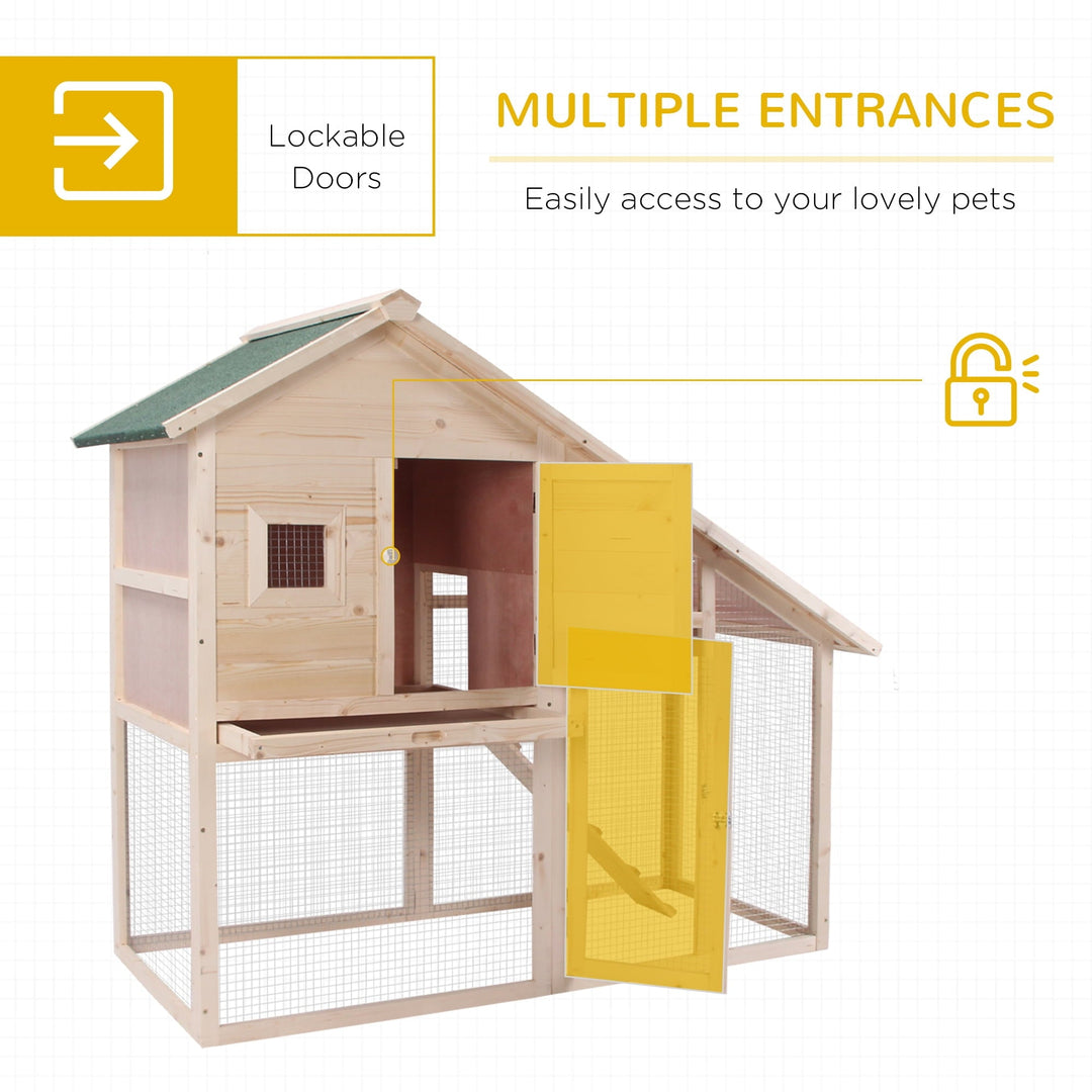 CoSoTower 55"L 2-Tier Wooden Rabbit Hutch Bunny Cage Small Animal House with Ramp, Waterproof Roof, Removable Tray and Outdoor Run