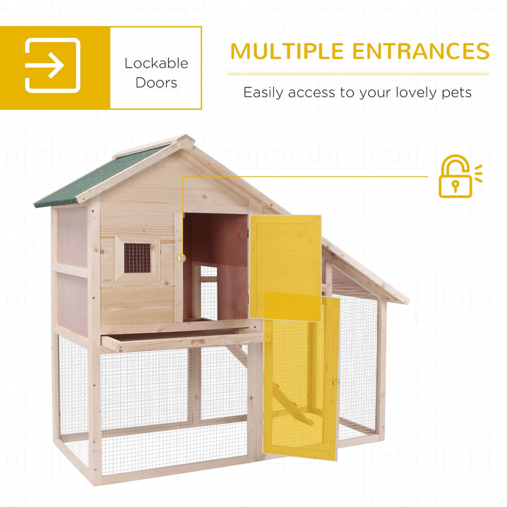 CoSoTower 55"L 2-Tier Wooden Rabbit Hutch Bunny Cage Small Animal House with Ramp, Waterproof Roof, Removable Tray and Outdoor Run