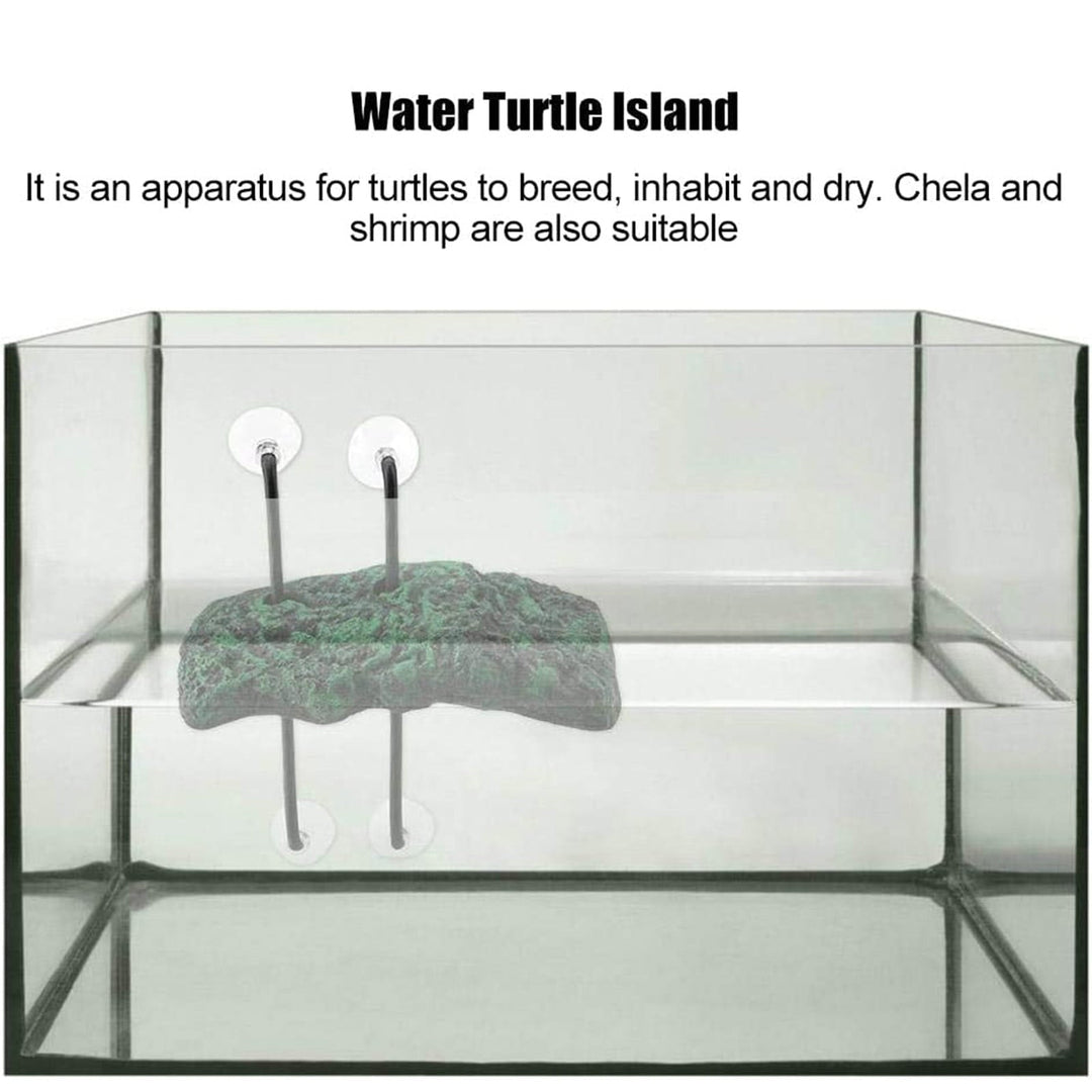 Ciwanning Floating for Turtle Basking Platform with Suction Cups Resin Island Dock for Aquatic Turtles Climbing Height Adjustable