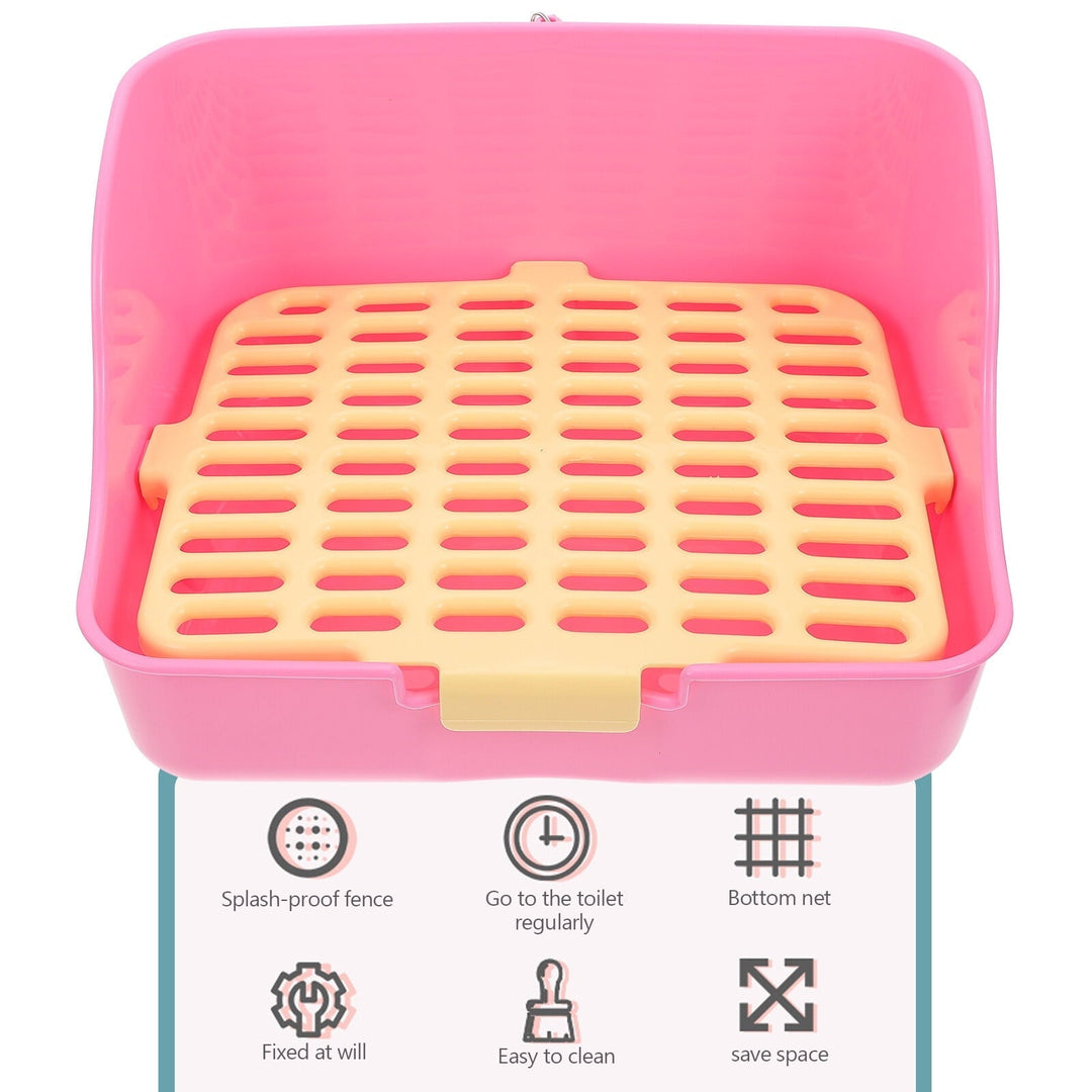 WASHWEPE Rabbit Litter Box Color Mesh Square Litter Tray for Rabbits 1Pcs 11.2X9.3X6.1in
