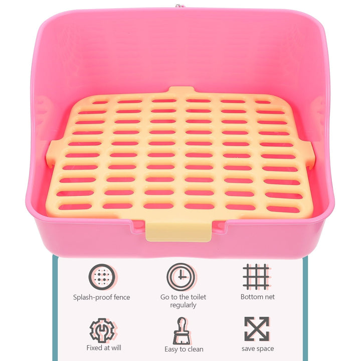 WASHWEPE Rabbit Litter Box Color Mesh Square Litter Tray for Rabbits 1Pcs 11.2X9.3X6.1in