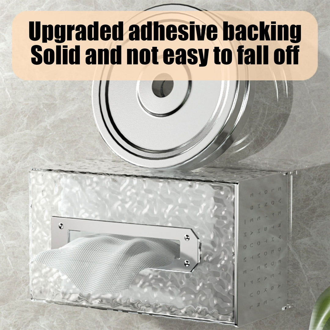 Foqnuq Tissue Box Household Organizer Transparent Plastic Wall Mounted Non-Perforated for Living Room Bathroom Coffee Table Outdoors