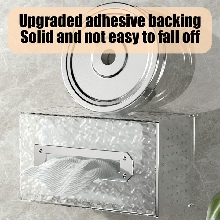 Foqnuq Tissue Box Household Organizer Transparent Plastic Wall Mounted Non-Perforated for Living Room Bathroom Coffee Table Outdoors
