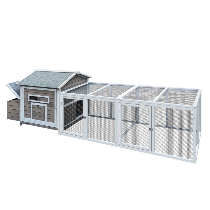 Coowa 118" Wooden Outdoor Chicken Coop Hen House Poultry Cage with Free - range Doors & Nesting Box