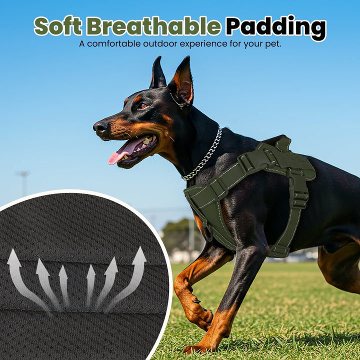 PcEoTllar No Pull Dog Harness for Small Dogs, Reflective Dog Vest Harness with Handle, Adjustable Easy on Dog Harness for Training Running Walking, Green S