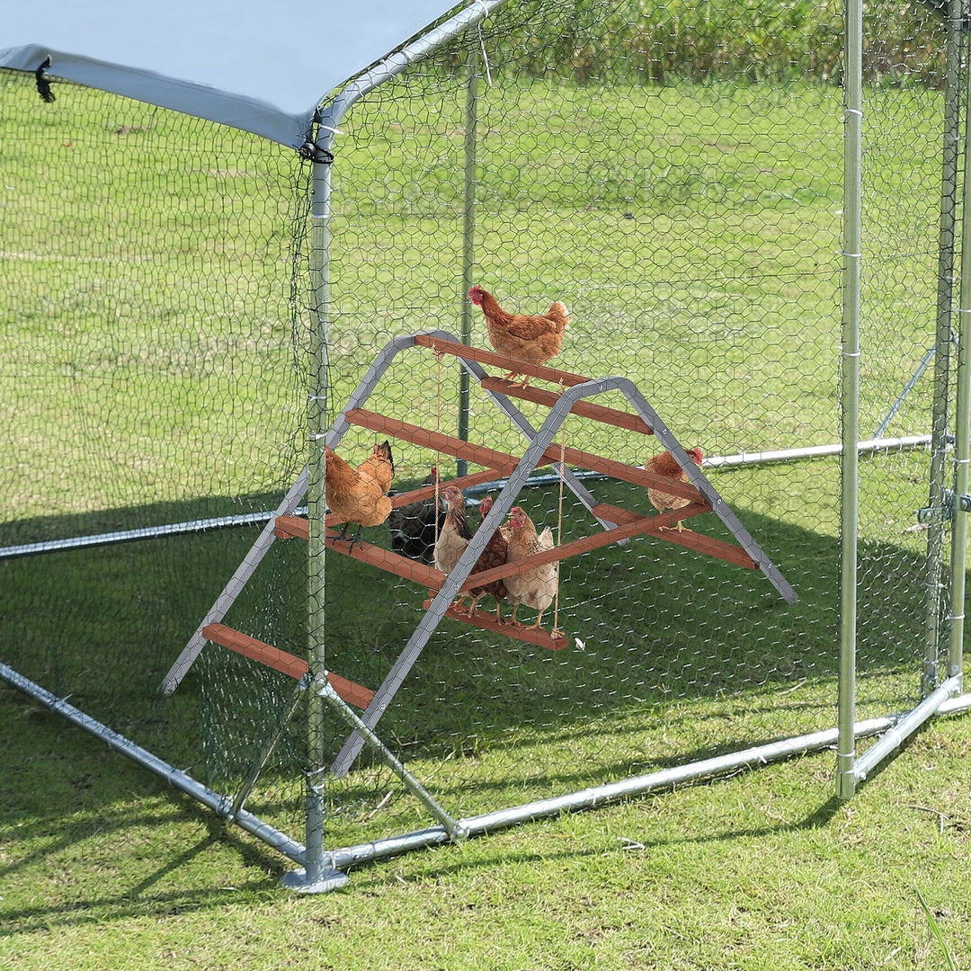 PETSFIT Chicken Roosting Bar,Solid Wood and Rustproof Iron Design, Chicken Perch with Swing for Healthy Poultry-Ideal for Backyard Coops, Farms, Easy to Assemble and Clean