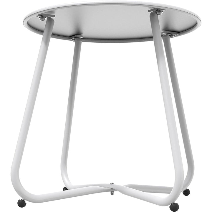 Multi-Purpose Rolling Side Table - Round Shape with Reinforced Cross Base, Lockable Wheels for Stability, Modern Home Furniture Essential - White