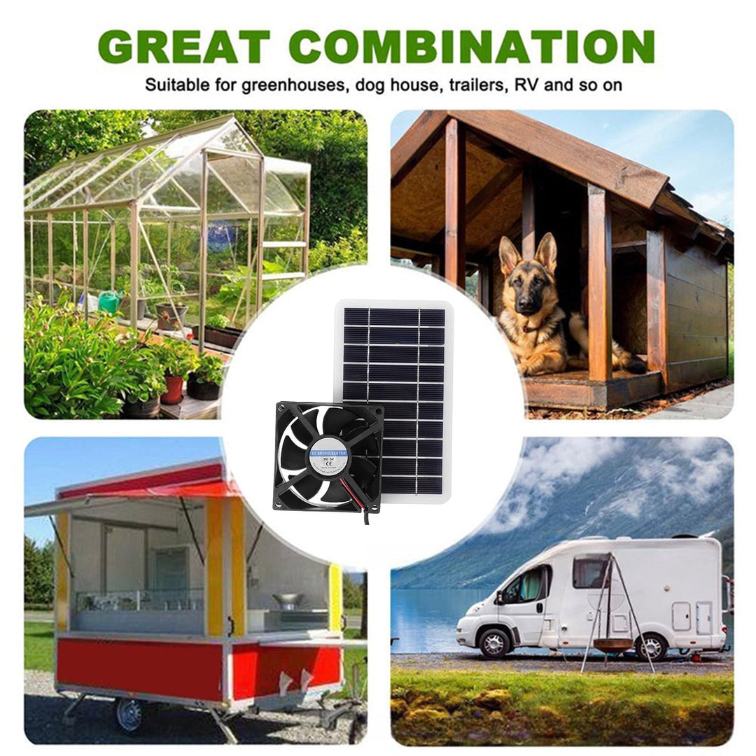 Yooshoverk Solar Pet Fan, 2W Portable Ventilation, Outdoor Exhaust Cooling, Chicken Coop and Dog House Use