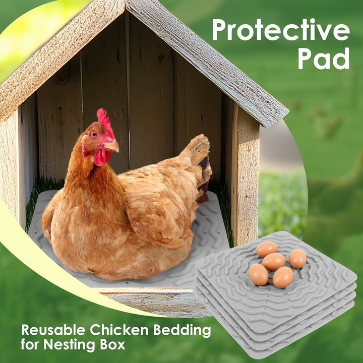 LINFANG 4Pcs Chicken Nesting Pad 12 inch Washable Nesting Box Mat Reusable Soft Silicone Chicken Bedding Pad Laying Egg Mat for Hens Laying Egg
