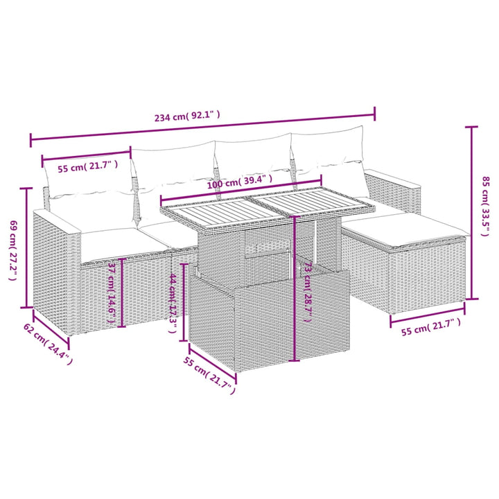 vidaXL Garden Sofa Set Black PE rattan Large Modular Garden Sofa Set