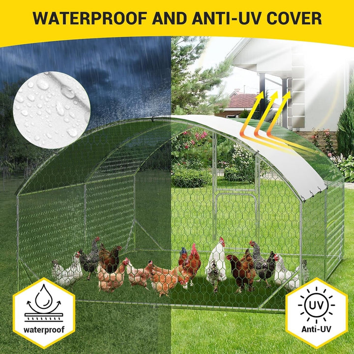 M optimized Large Metal Chicken Coop 9.8' W x 13.1' D x 6.6' H Metal Chicken Run with Reinforced Triangle Support & Double Doors, Outdoor Walk-in Poultry Cage for Yard