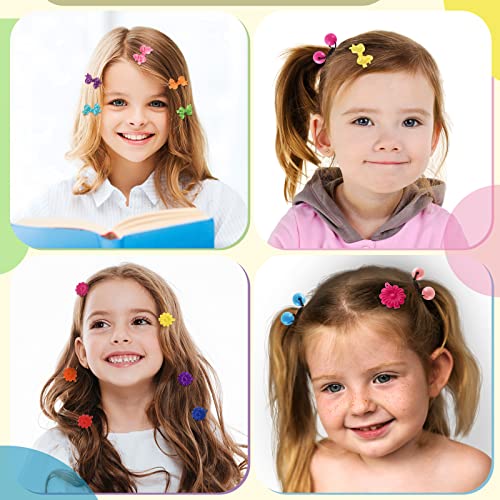 Giegxin 60 Pcs Self Hinge Hair Barrettes Ball Bubble Hair Accessories for Girls Set Plastic Girls Barrettes Clips Assorted Elastic Ponytail Holder Toddler Ball Ties(ovely Style)