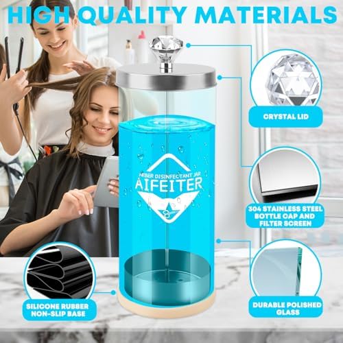 Barbicide 42 oz Disinfectant Jar with Stainless Steel Tray, Sterilizing Jar for Salon or Nail Spa