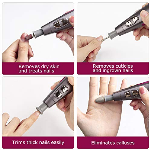 BEAUTURAL Professional Manicure and Pedicure Set Kit, Upgraded Electric Nail Drill Machine, 10-Piece Attachments Plus 20 Sanding Bands, Electric Nail File Set, Hand Foot & Nail Tools [Not Cordless]