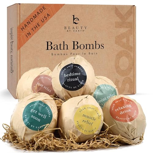 Bath Bombs Gift Set, USA Made with Organic & Natural Ingredients, Relaxing Spa Gifts for Women & Men