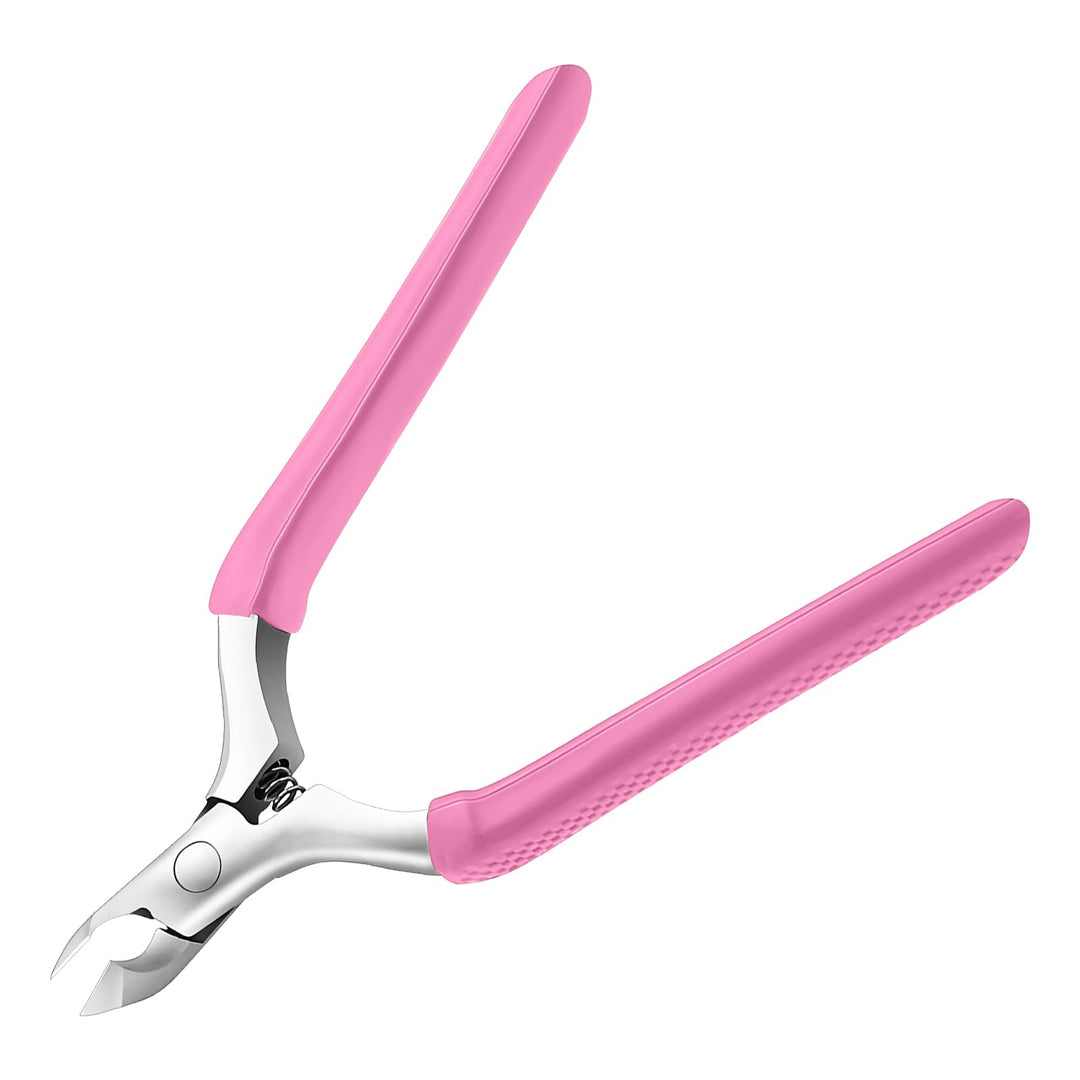 CGBE Cuticle Trimmer 3/4 Jaw Extremely Sharp Cuticle Nippers Stainless Steel Cuticle Clippers Cutter Remover Pedicure Manicure Nail Tool (Pink)