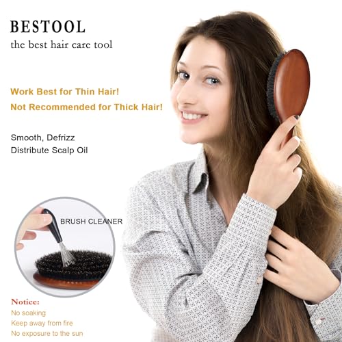 BESTOOL Hair Brush, Boar Bristle Hair Brushes for Women Men Kids, Boar Bristle Brush for Hair Smoothing, Everyday Brush Enhances Shine & Health