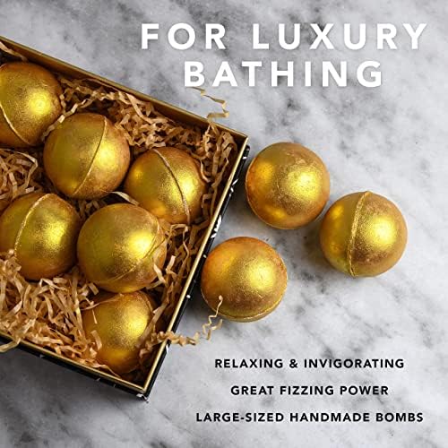 Birthday Gifts, 24K Gold Bath Bombs Set, Deluxe Marble Bath Bomb Gift Set, 9 Bath Bombs for Women & Men, Perfect for Bubble & Spa Bath, Natural Scents, Vanilla Coconut, Lavender, Jasmine & More