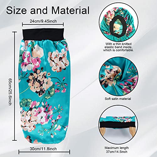 3 Pcs Long Satin Bonnet Sleep Cap,Extra Long Bonnet for Braids,Comfortable Braid Bonnet for Sleeping,Silk Bonnet for Women Dreadlocks,Long Hair,Soft Elastic Band (Black, Green, Red)