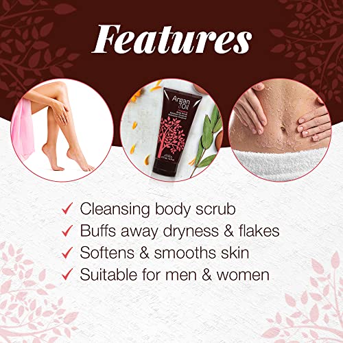 Body Drench Argan Oil Exfoliating Body Scrub – Deep Cleansing & Hydrating Skin Polish for Smooth, Radiant Skin, Removes Dead Skin Cells, 6 fl oz